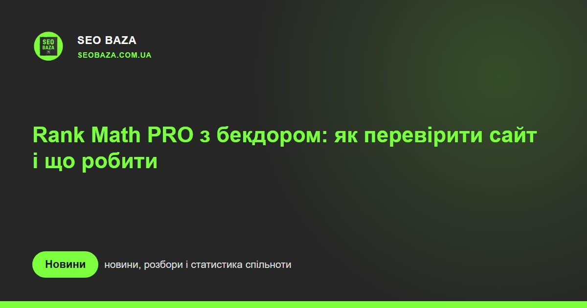 Rank Math PRO з бекдором: як перевірити сайт і що робити