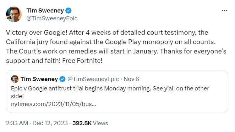 Epic Games виграли перший позов проти Google! #freefortnite