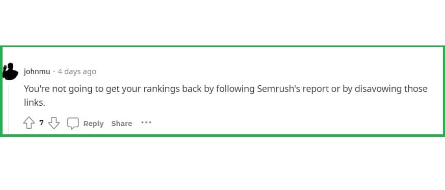 Semrush повідомив користувачу про 876 токсичних посилань на сайт. Користувач додав посилання в…
