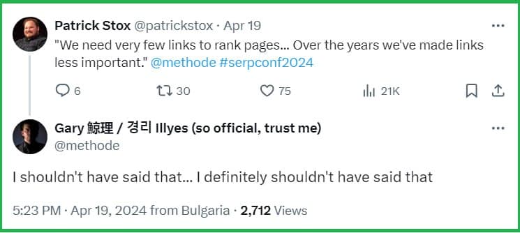 Так, Gary Illyes сказав, що "нам (Google) не потрібно багато посилань, щоб ранжувати сторінки... З…