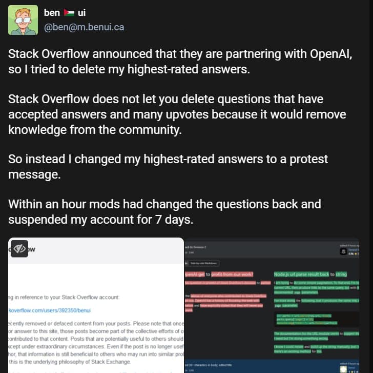 Користувачі StackOverflow влаштували акцію протесту проти використання їх відповідей для тренування…