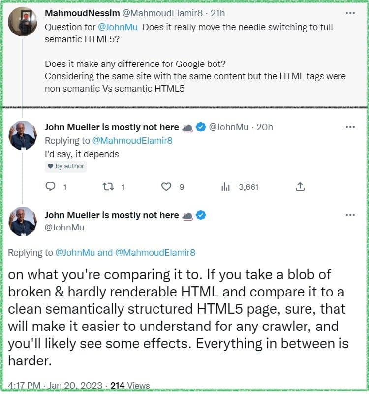 ❓до Мюллера: Якщо перевести сайт з несемантичного HTML на HTML5, чи допоможе це сайту, чи буде це…