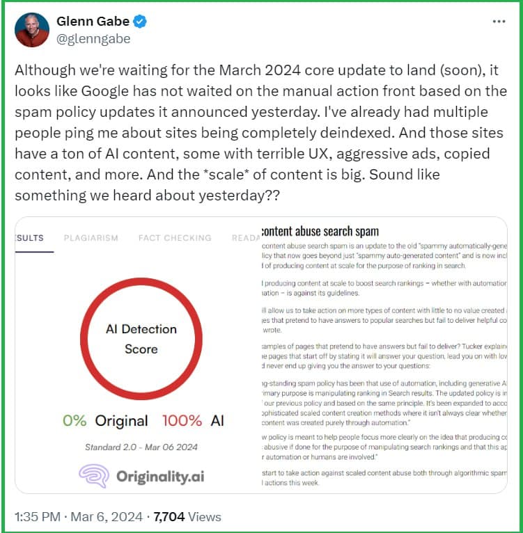За повідомленням Glenn Gabe, сьогодні вночі Google вже почав повністю деіндексовувати згенеровані…
