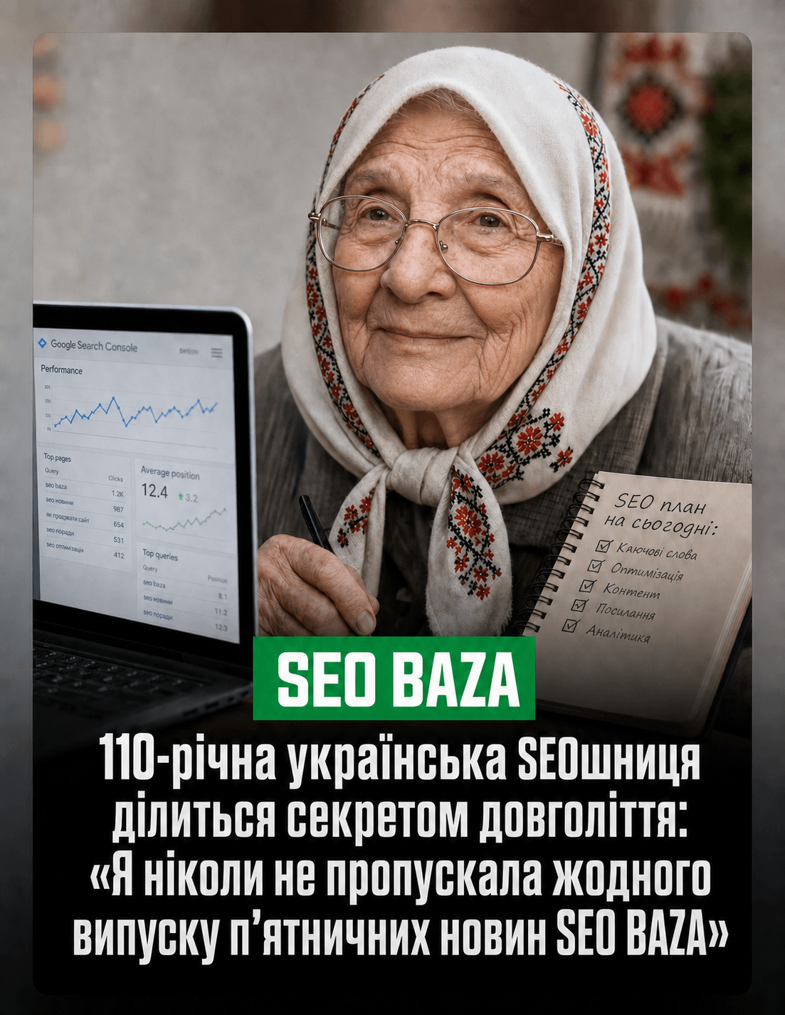 110-річна українська SEOшниця ділиться секретом довголіття: ніколи не пропускала випуску п'ятничних новин SEO BAZA