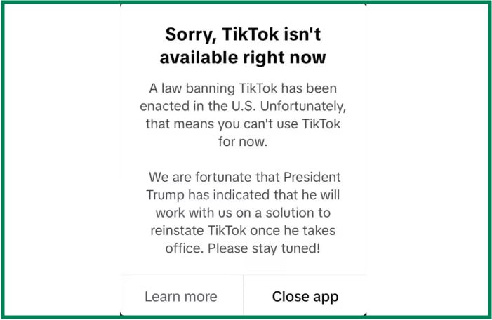 За декілька годин до офіційного бану TikTok в США він припинив працювати самостійно. Користувачі…