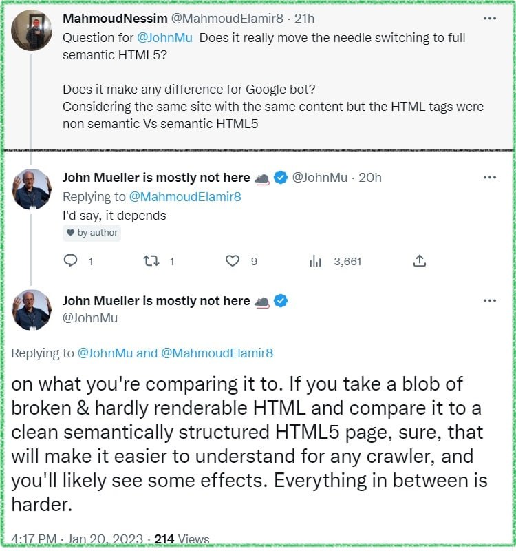 ❓до Мюллера: Якщо перевести сайт з несемантичного HTML на HTML5, чи допоможе це сайту, чи буде це…