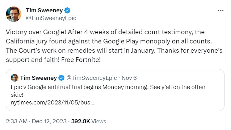 Epic Games виграли перший позов проти Google! #freefortnite