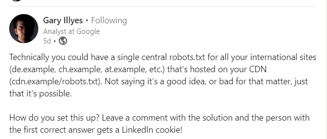 Gary Illyes каже, що ви можете мати один крос-доменний robots.txt для всіх ваших міжнародних…
