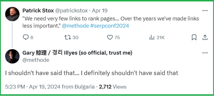 Так, Gary Illyes сказав, що "нам (Google) не потрібно багато посилань, щоб ранжувати сторінки... З…